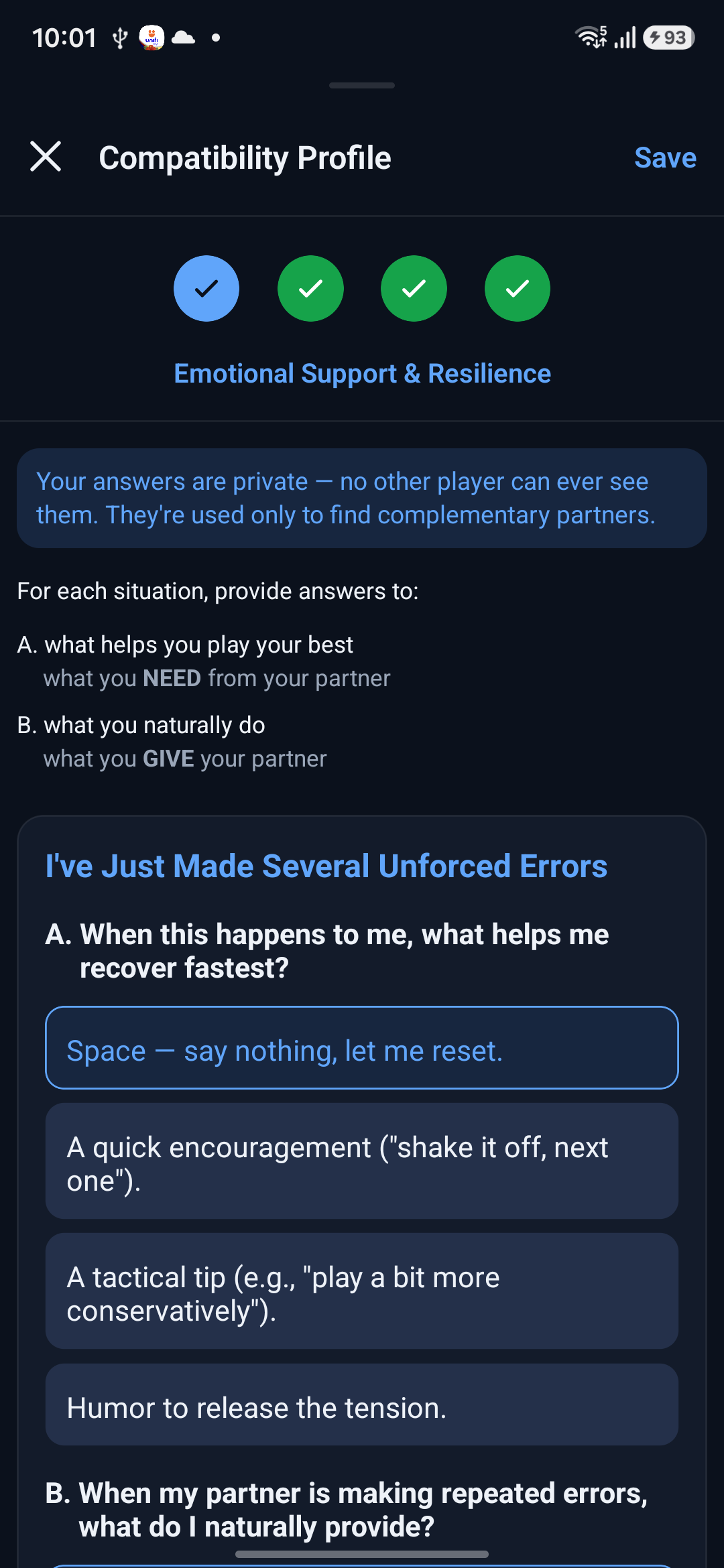 The compatibility questionnaire